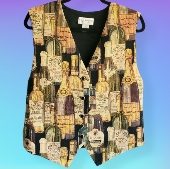 Vintage Jackets & Blazers - Vintage Champagne & Wine Liquor Bottles Vest